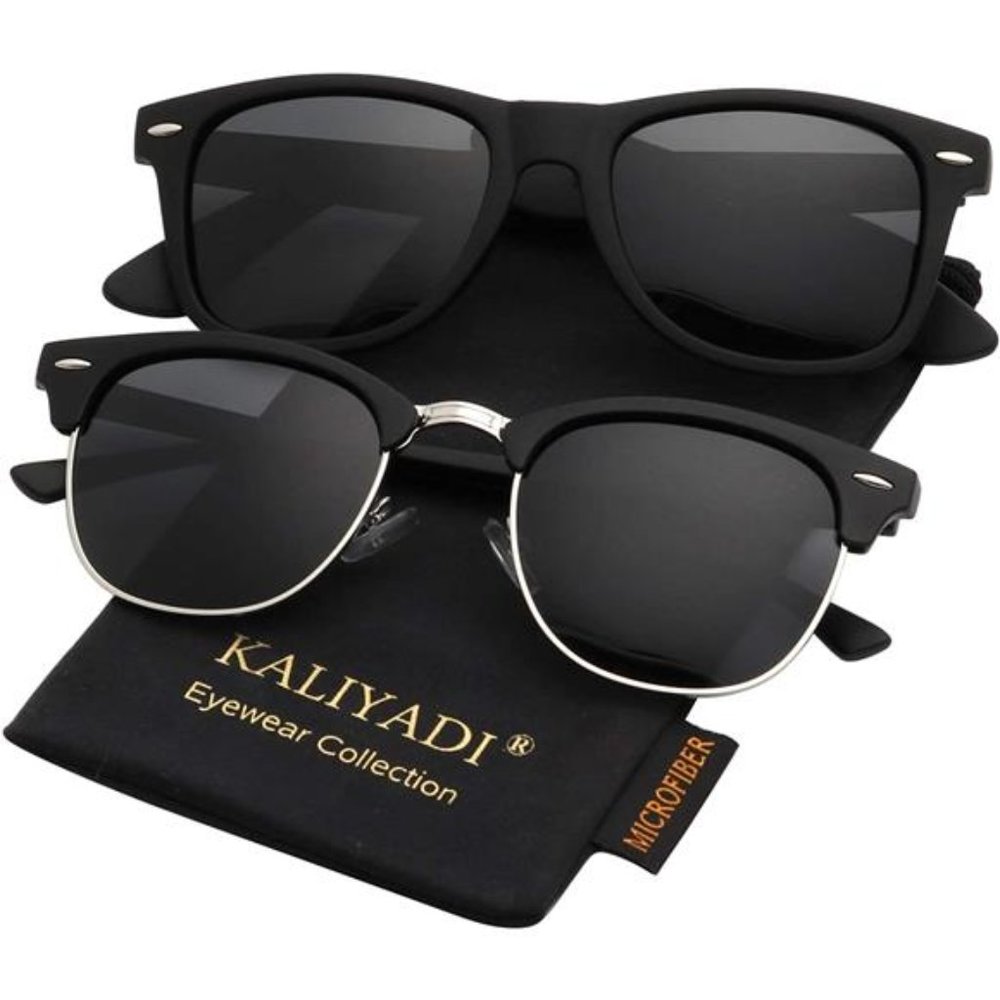 2 Pack Polarized Sunglasses Men Women Semi-Rimless Frame Sun glasses UV Blocking